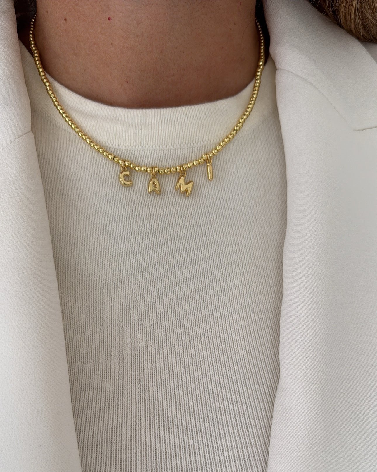 Personalized Bead Gold Necklace - LimaLimón Store