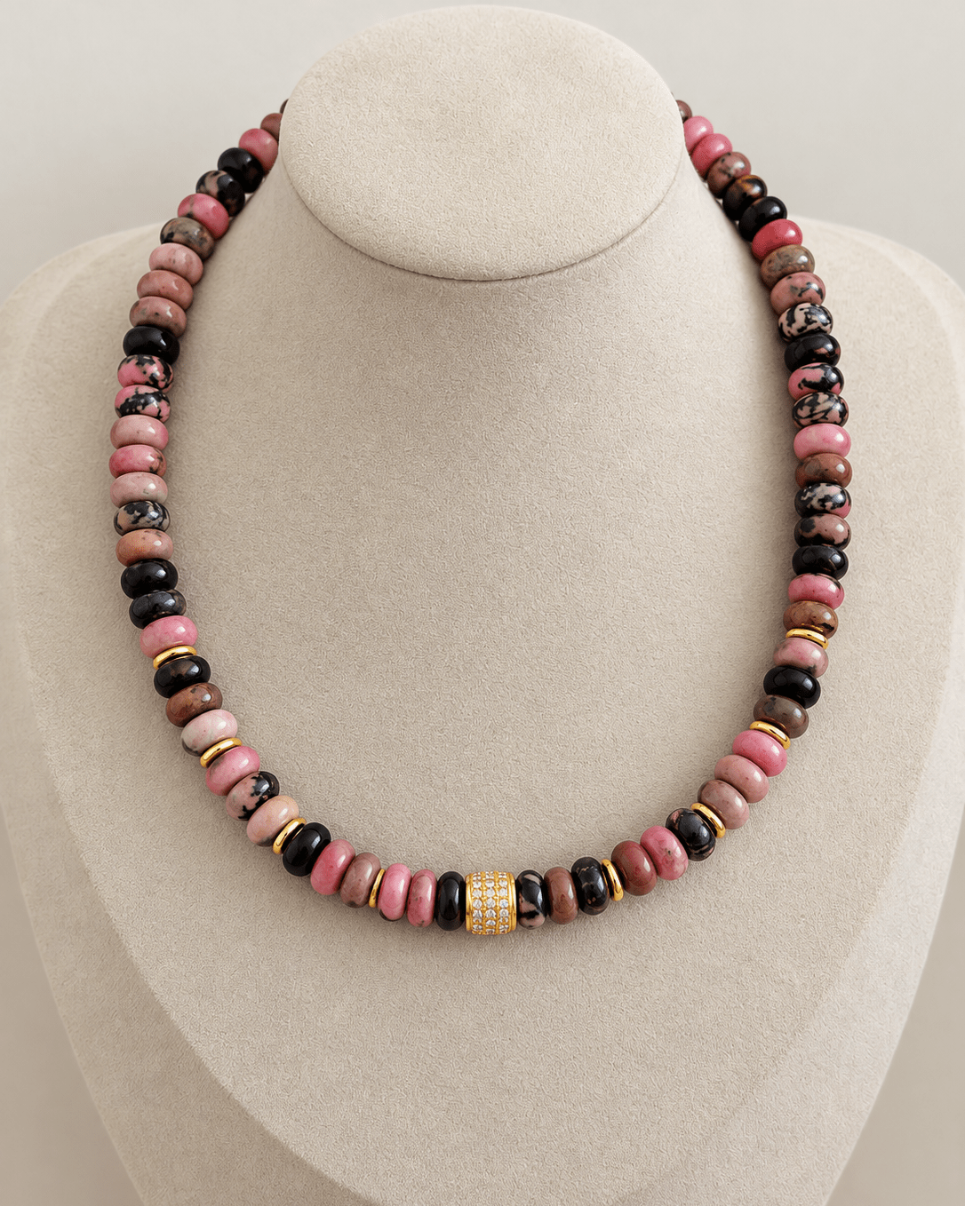 Pink Rhodonite Natural Stone Choke - Necklaces | LimaLimón Store - 4
