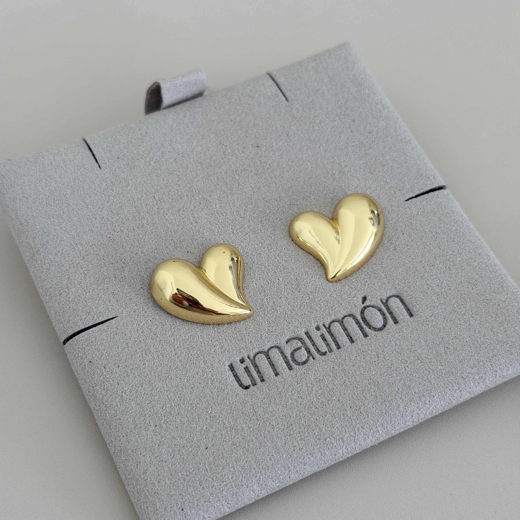 Puffed Heart Stud Earrings - Earring | LimaLimón Store - 3