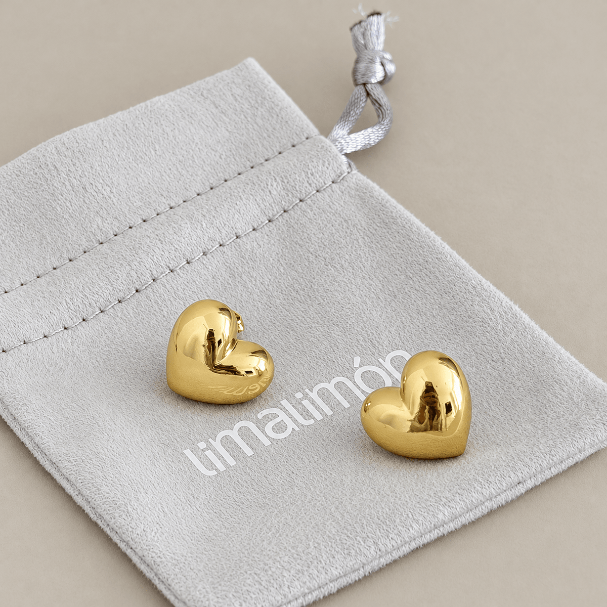 Puffy Heart Stud Earrings - Earring | LimaLimón Store - 4