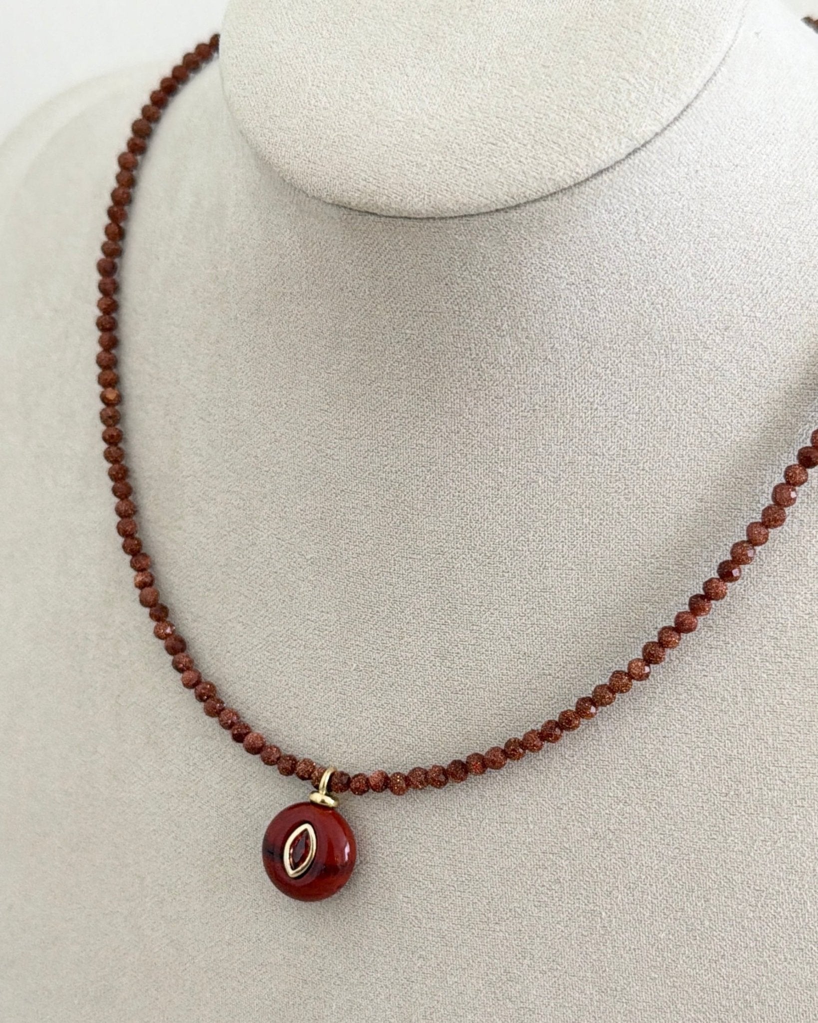 Ruby Evil Eye Beaded Necklace - Necklaces | LimaLimón Store - 3