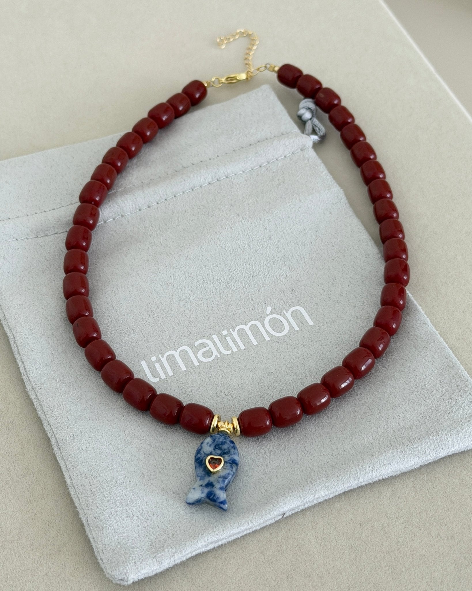 Ruby Fish Charm Choker - Necklaces | LimaLimón Store - 4