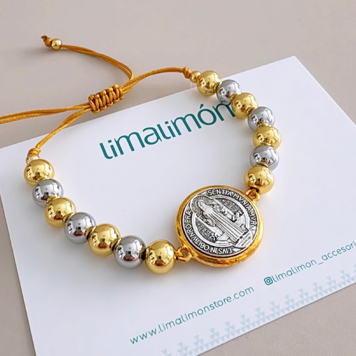 San Benito Bead Silver and Gold Bracelet - Bracelets | LimaLimón Store - 2