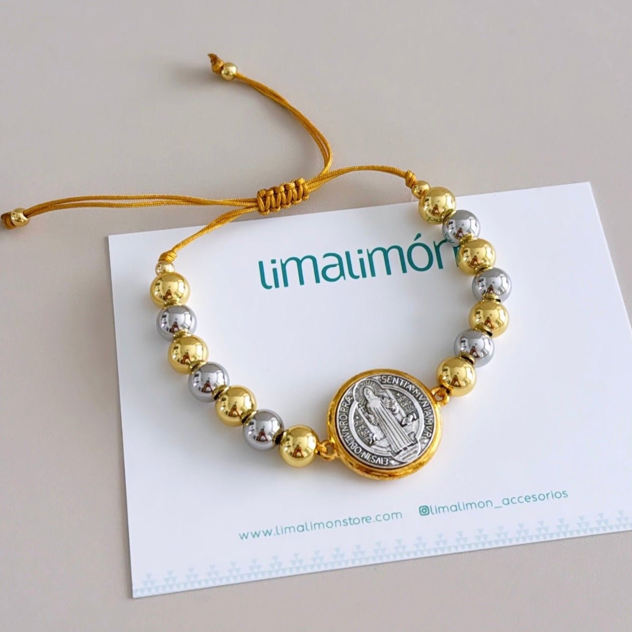 San Benito Bead Silver and Gold Bracelet - Bracelets | LimaLimón Store - 1