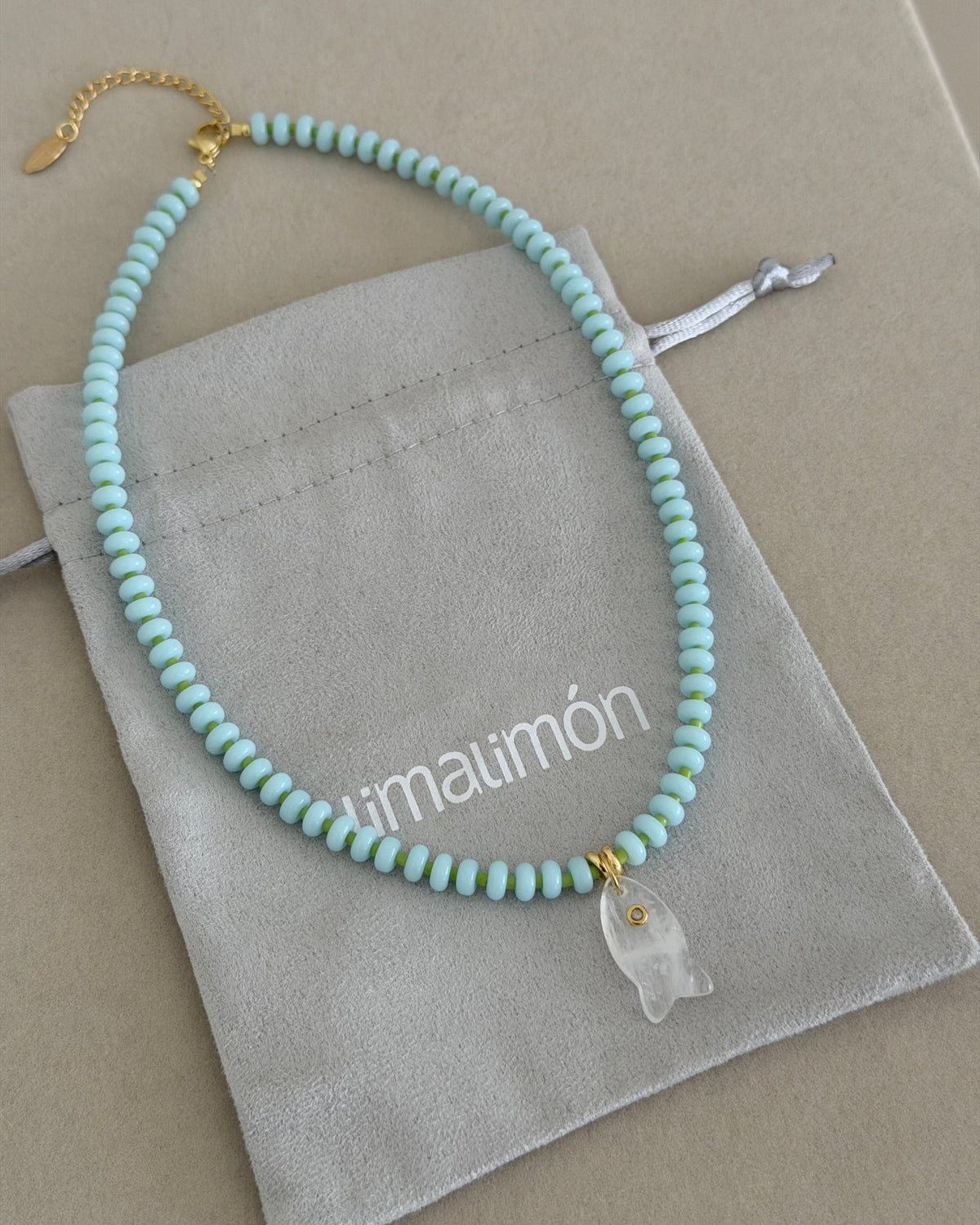 Seafoam Fish Beaded Necklace - Necklaces | LimaLimón Store - 5