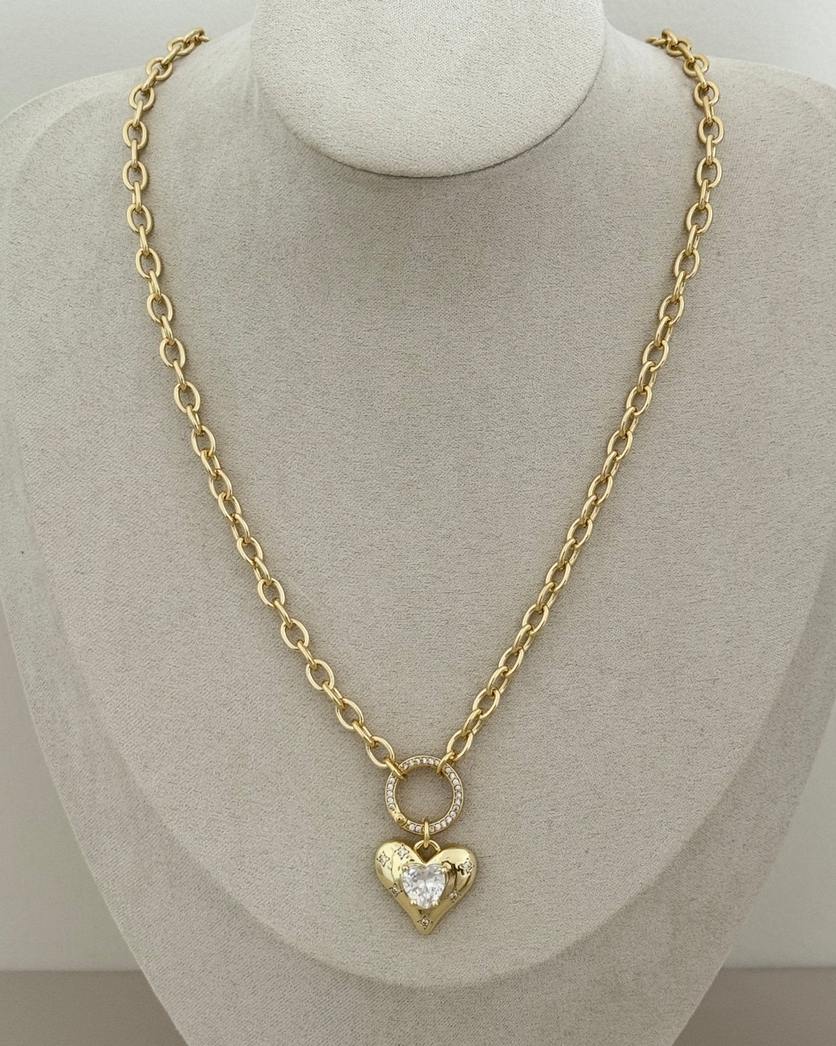 Sparkling Heart Charm Necklace - Necklaces | LimaLimón Store - 2