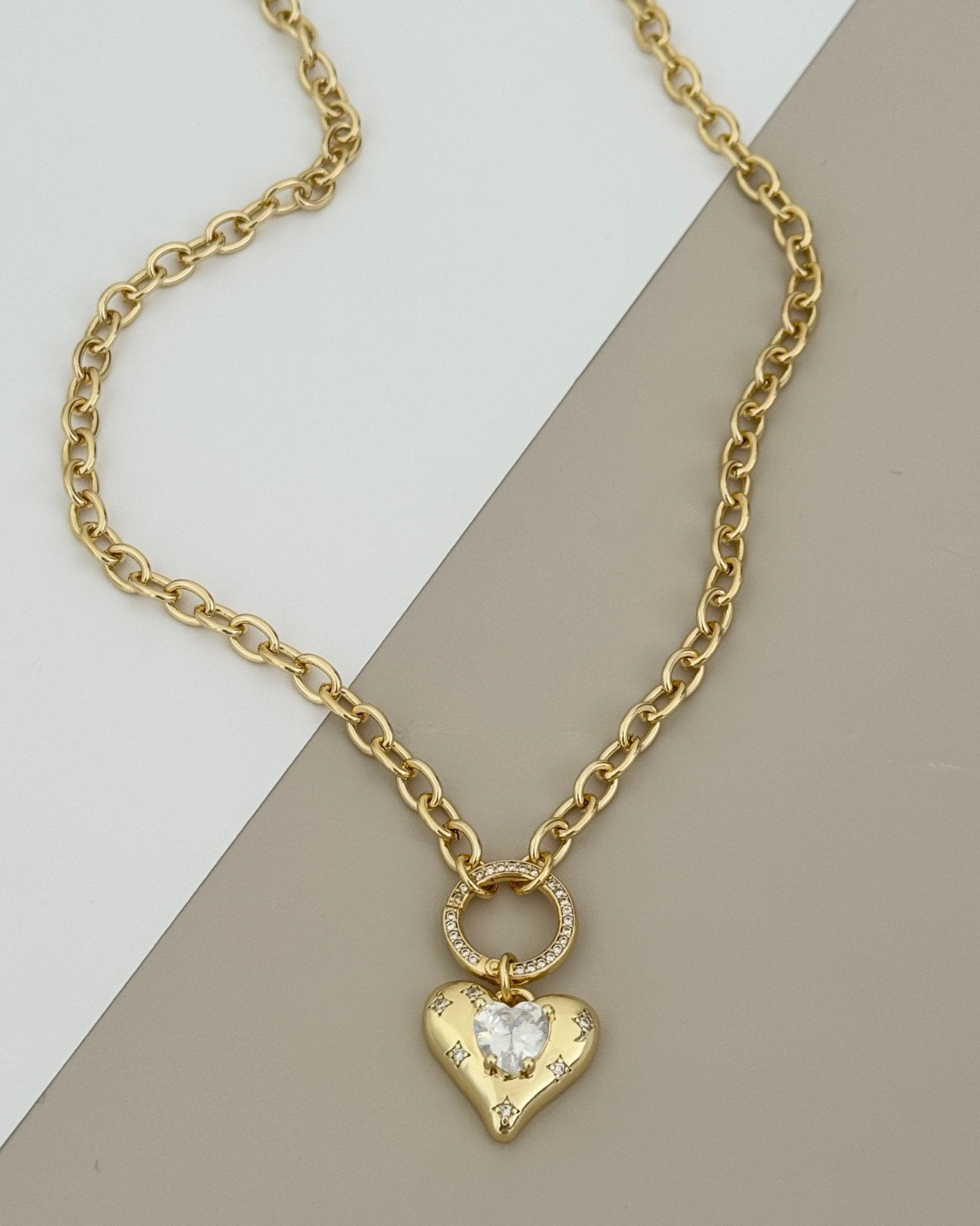 Sparkling Heart Charm Necklace - Necklaces | LimaLimón Store - 1