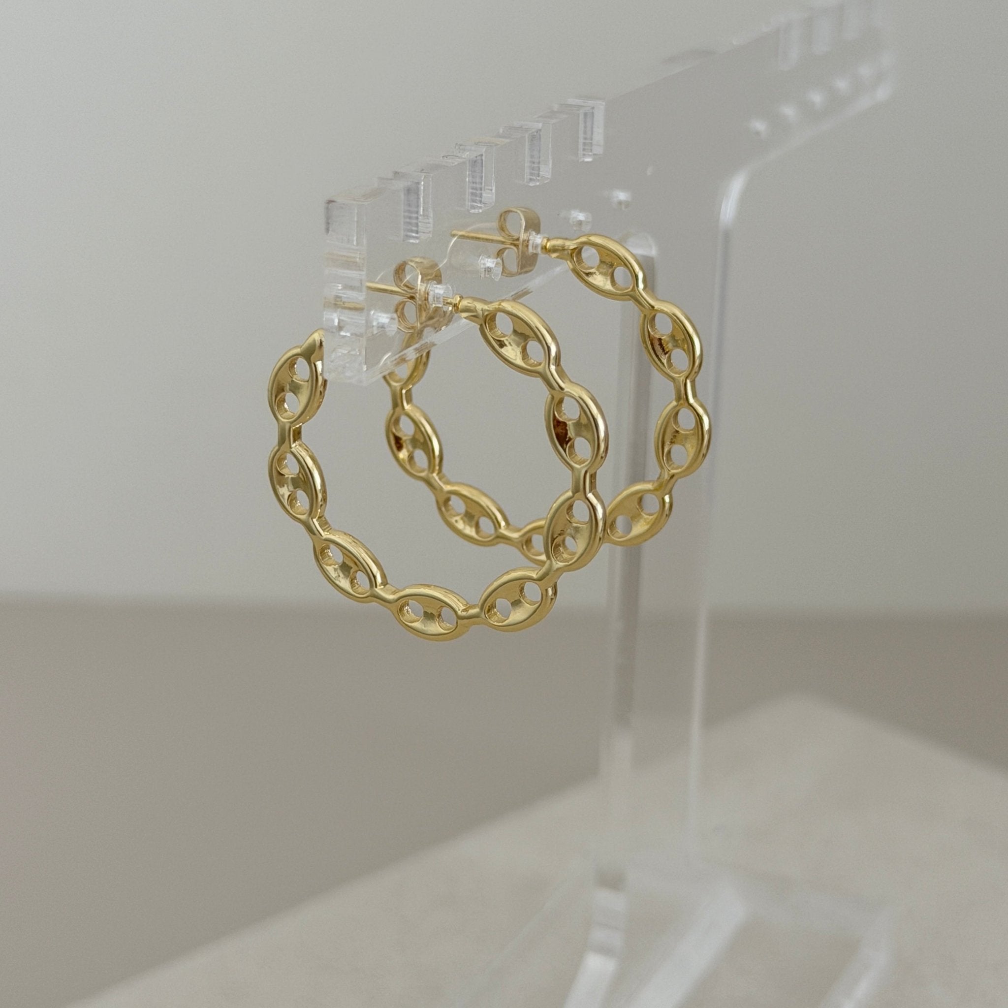 Textured Link Hoop Earrings - Earring | LimaLimón Store - 2