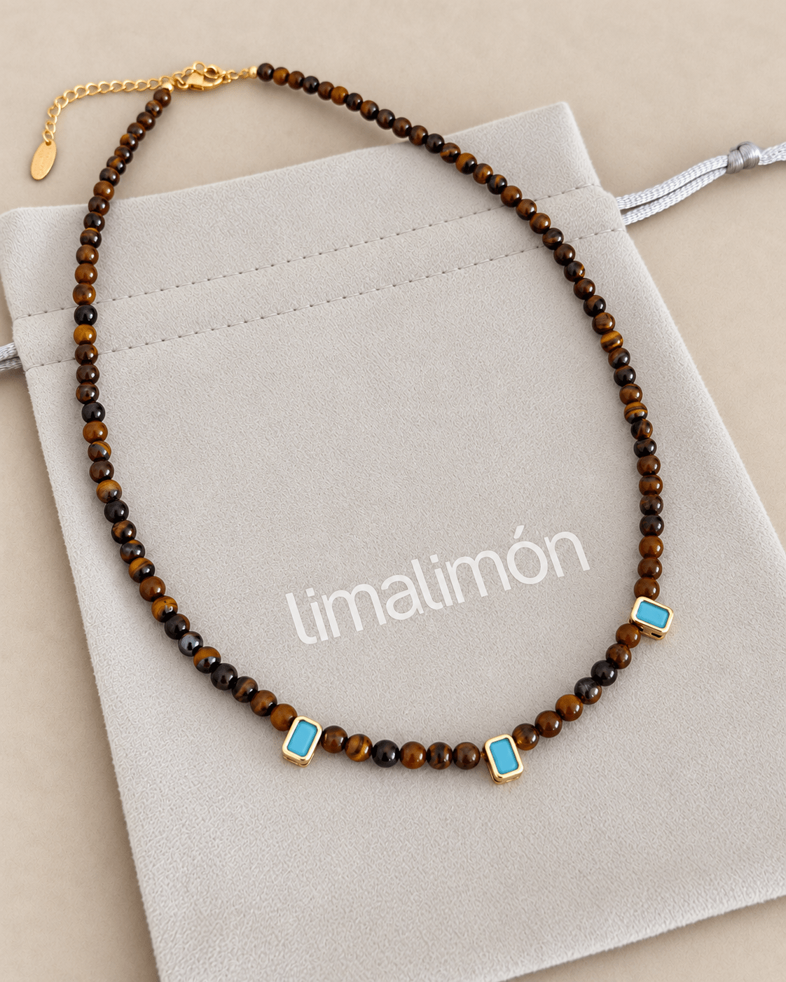 Tiger Eye Turquoise Necklace - Necklace | LimaLimón Store - 5