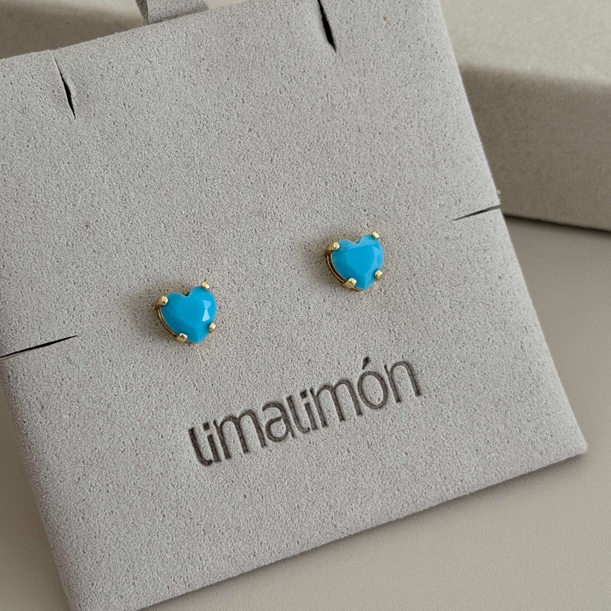Turquoise Heart Stud Earrings - Earring | LimaLimón Store - 3