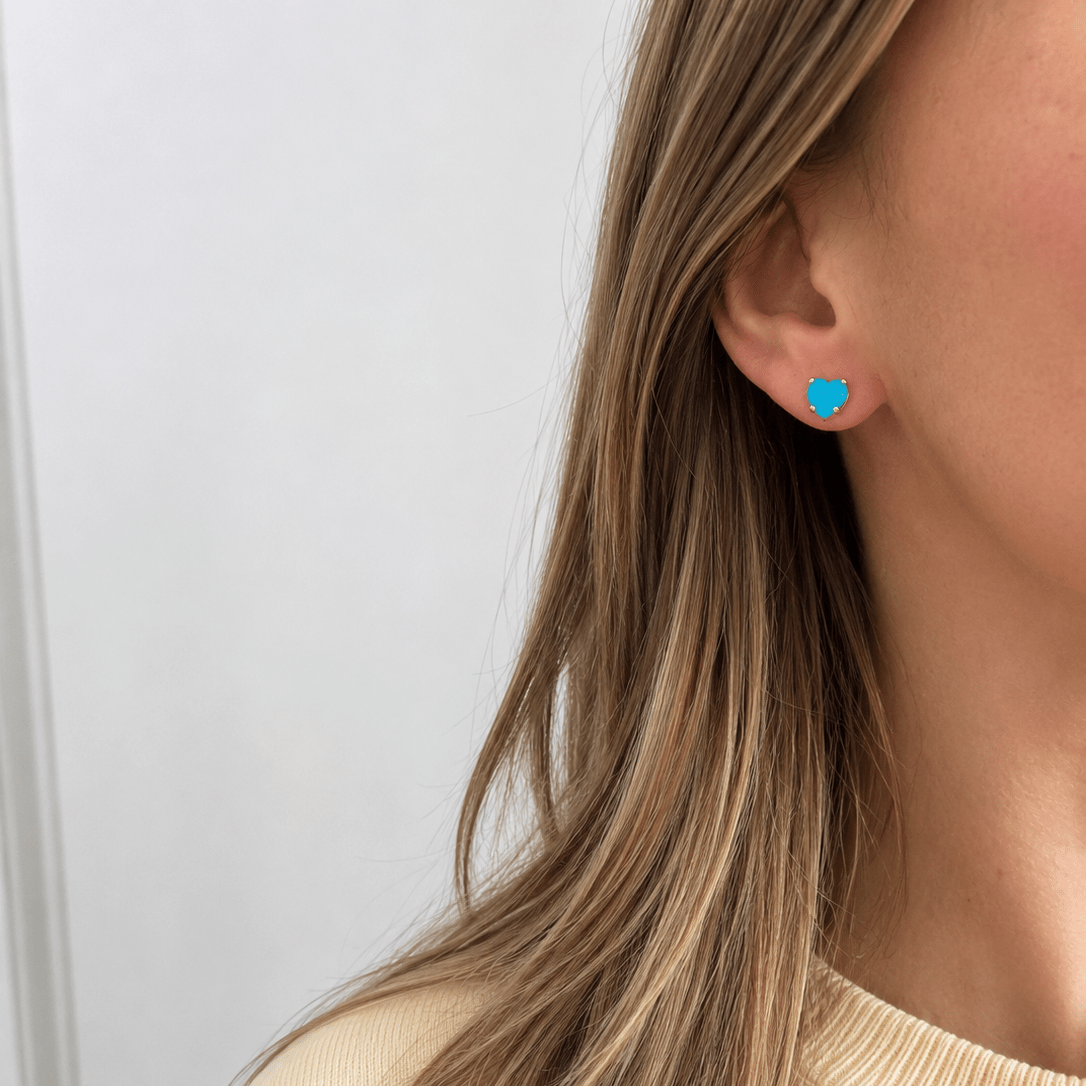 Turquoise Heart Stud Earrings - Earring | LimaLimón Store - 2