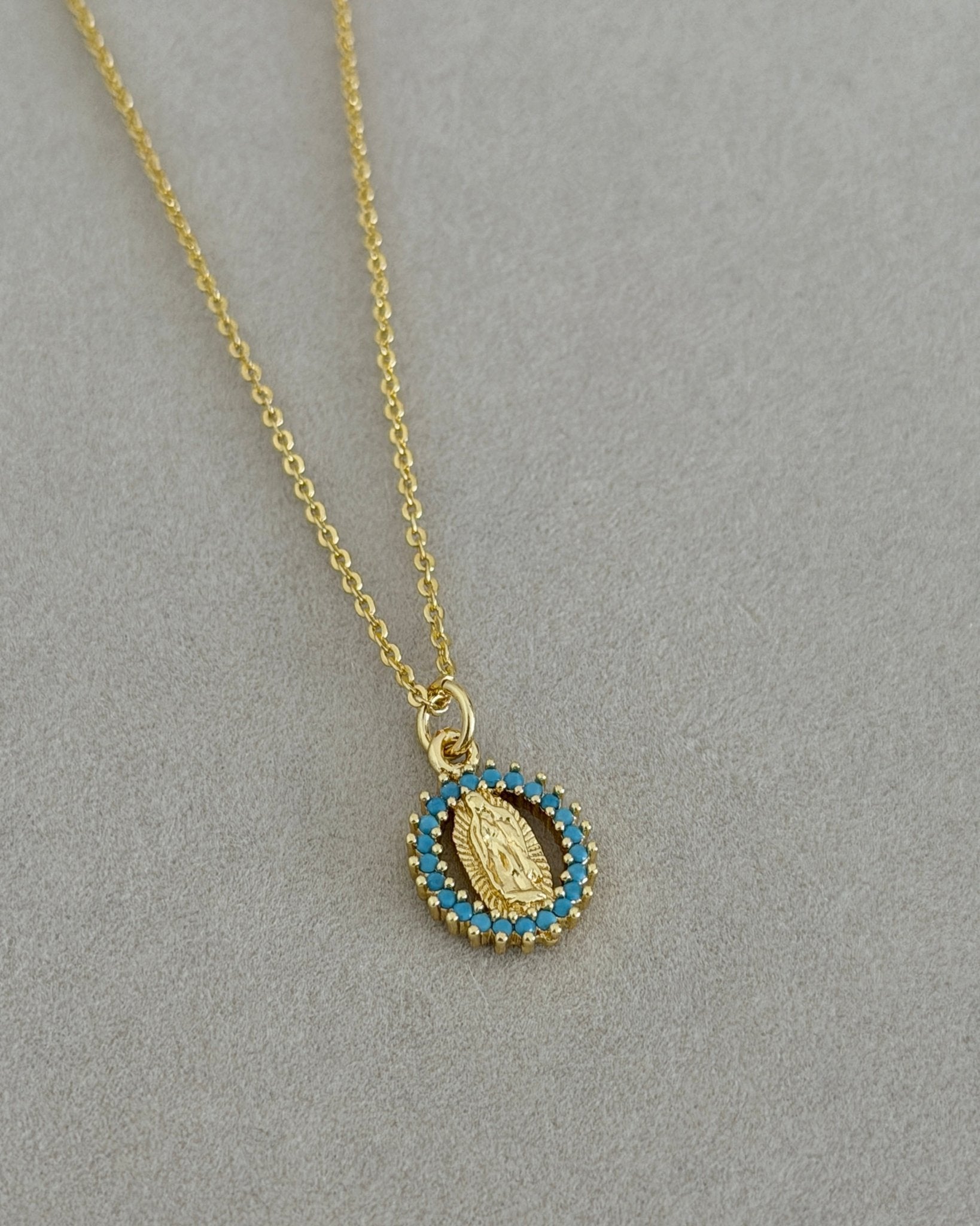 Turquoise Virgin Medallion Necklace - Necklace | LimaLimón Store - 4