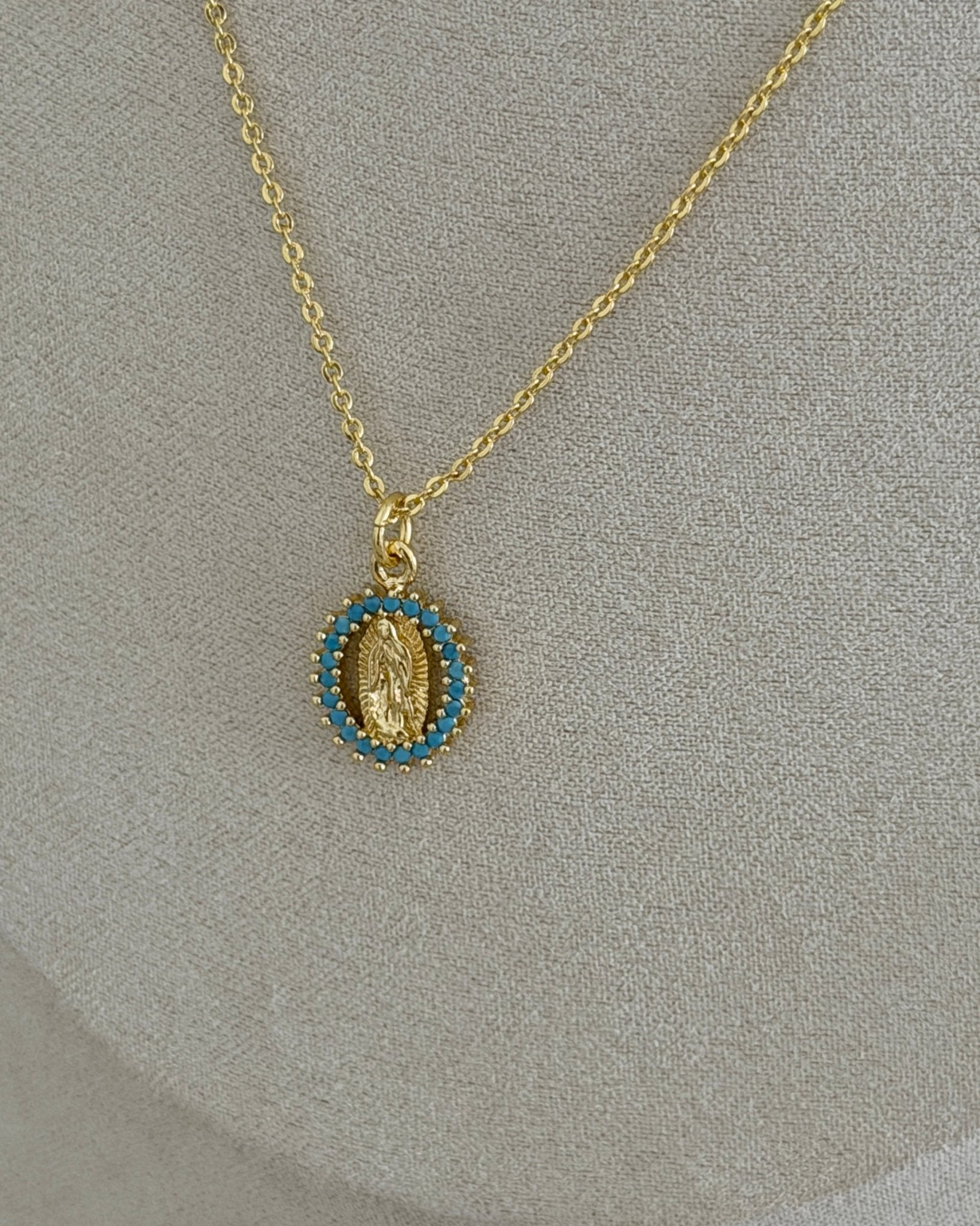Turquoise Virgin Medallion Necklace - Necklace | LimaLimón Store - 3