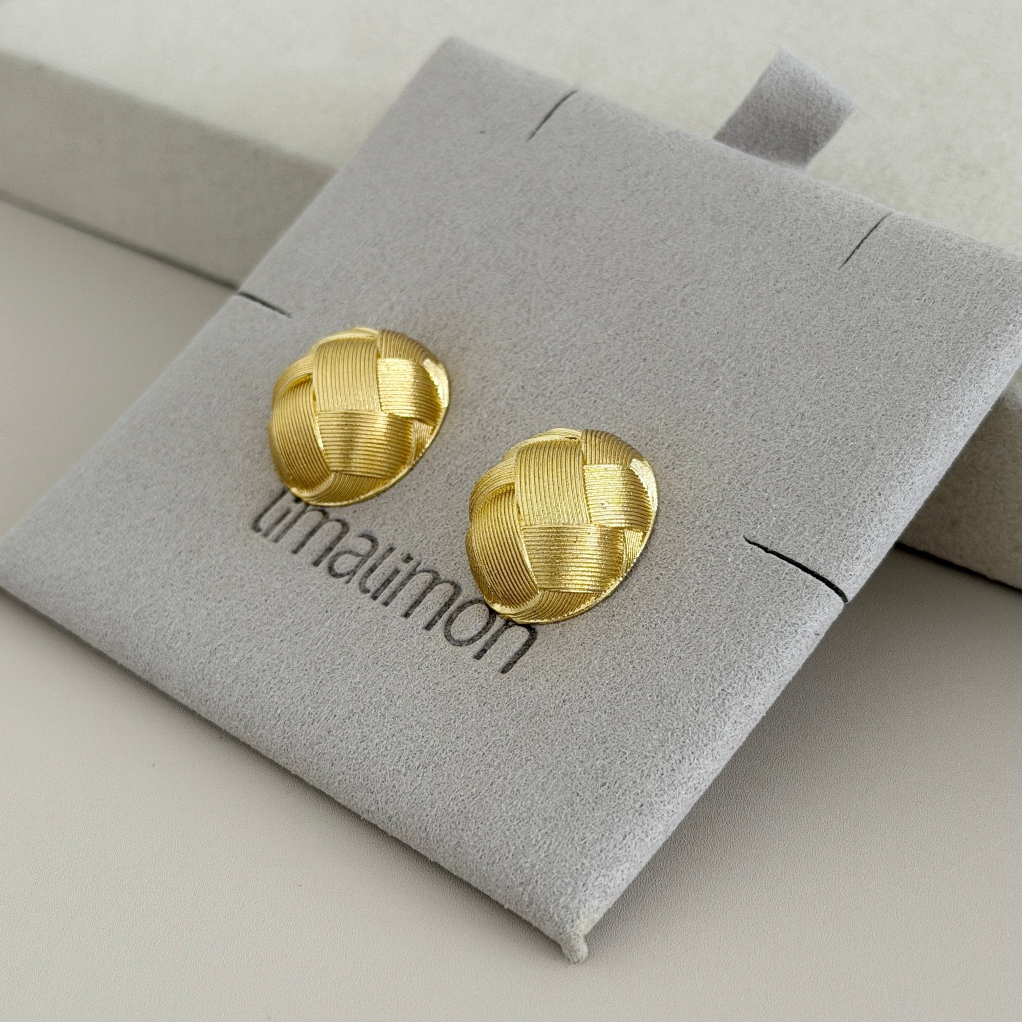 Woven Gold Stud Earrings - Earring | LimaLimón Store - 2