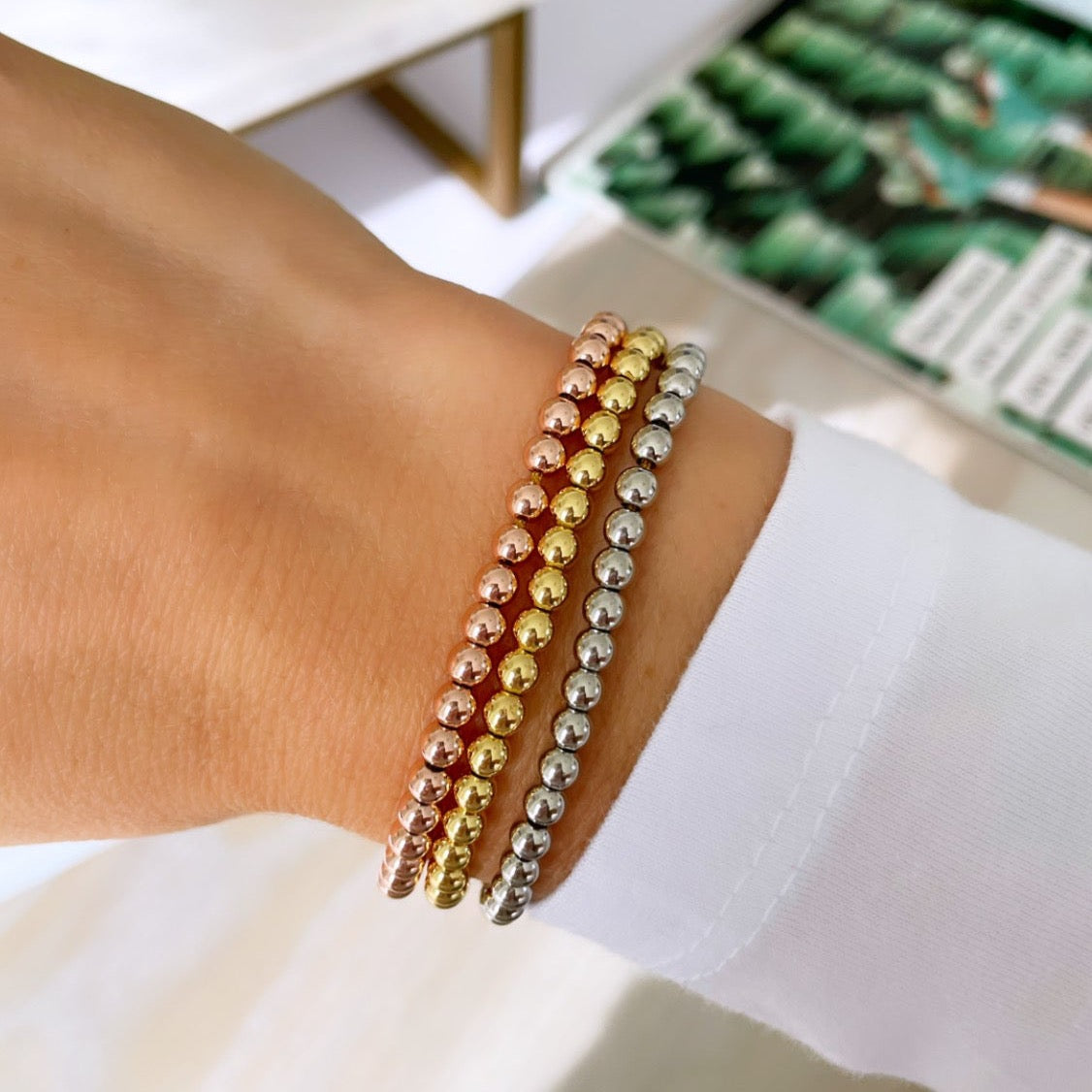 Triple Bead Gold Bracelet - LimaLimón Store