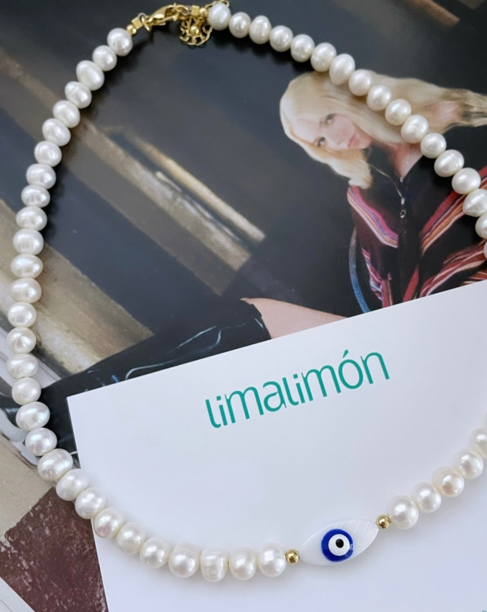 Pearl And Evil Eye Necklace - LimaLimón Store