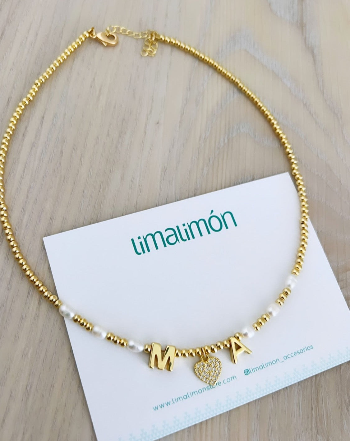 Pearl And Gold Personalized Necklace - LimaLimón Store