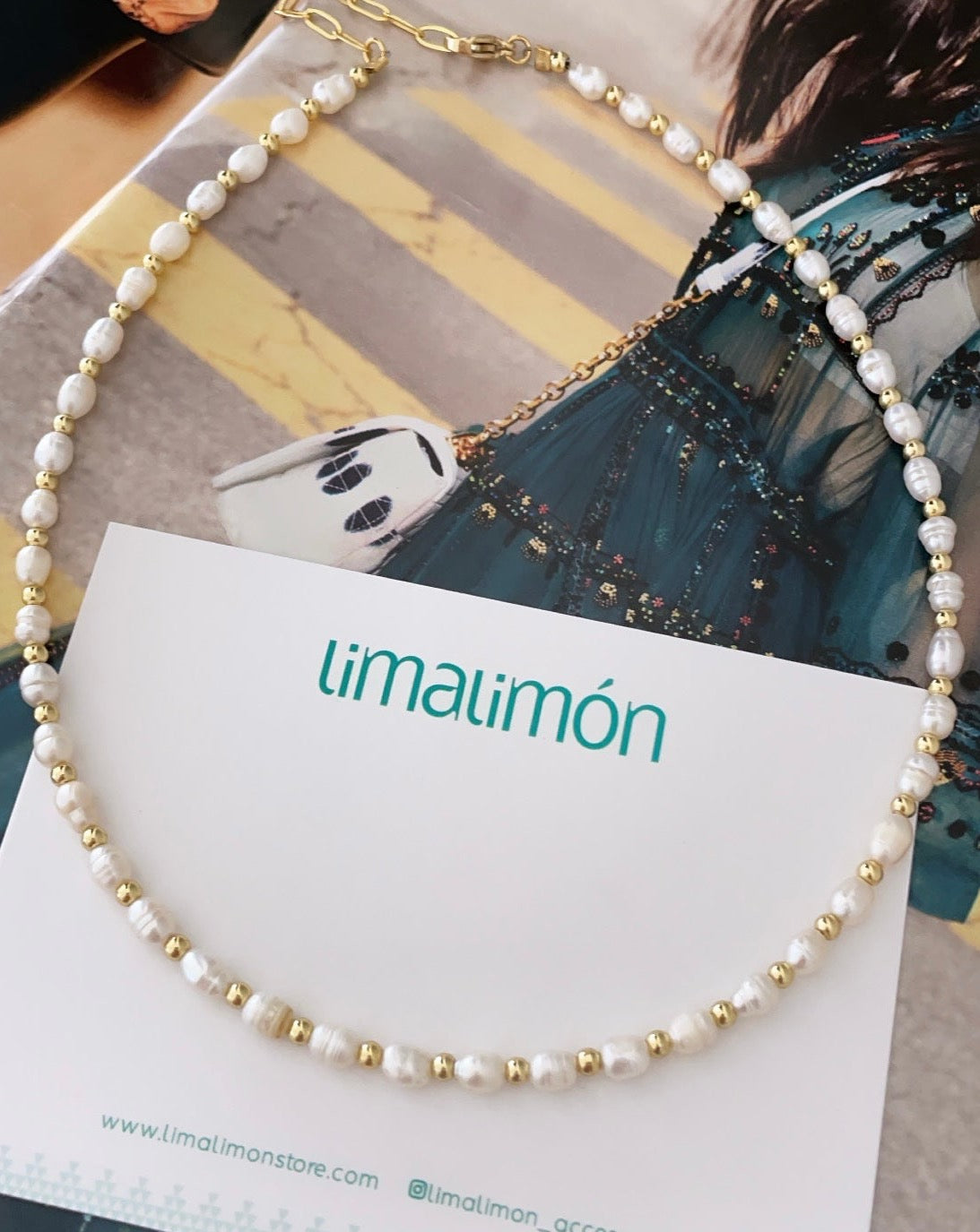 Pearl And Gold Necklace - LimaLimón Store