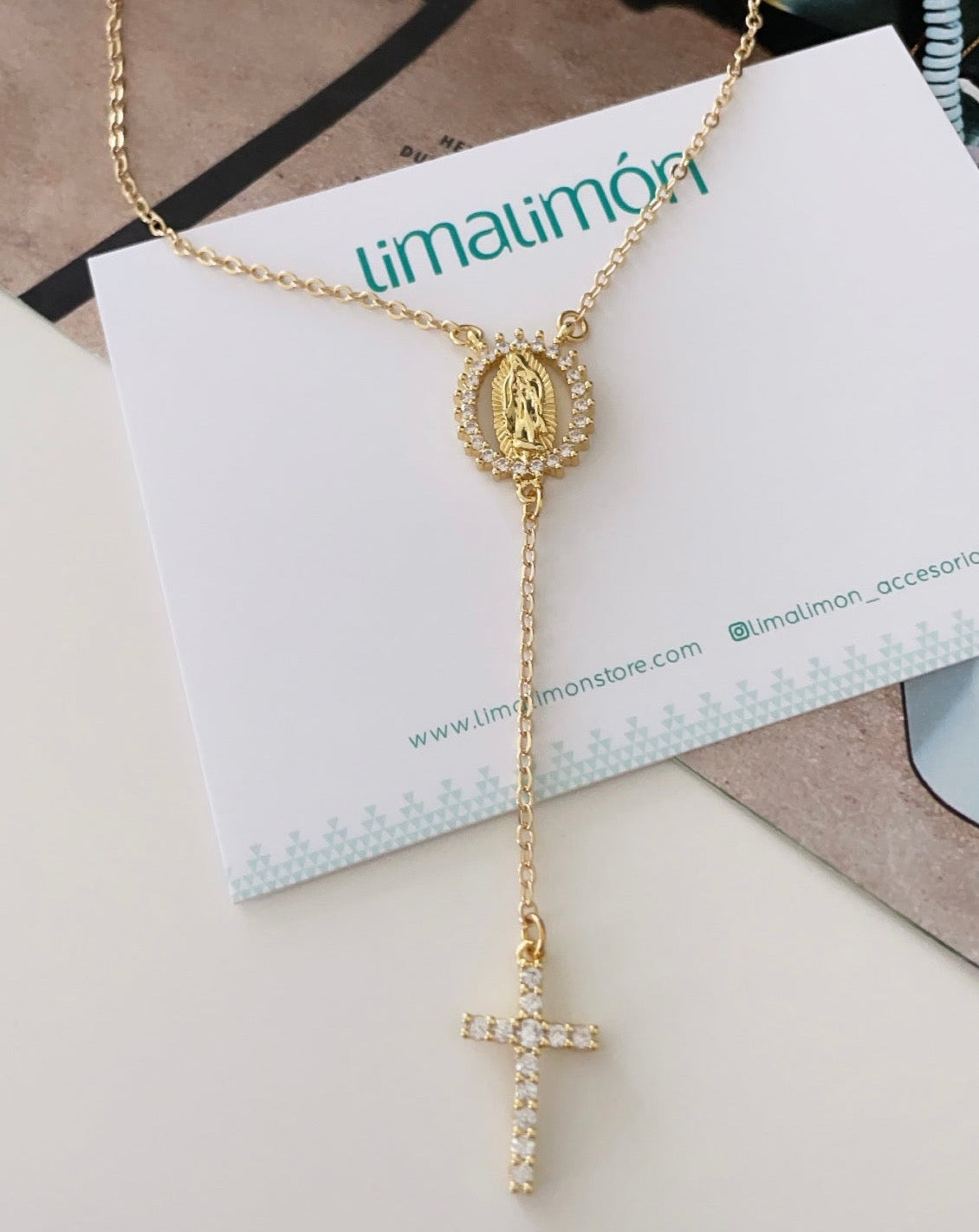 Guadalupe And Cross Necklace - LimaLimón Store