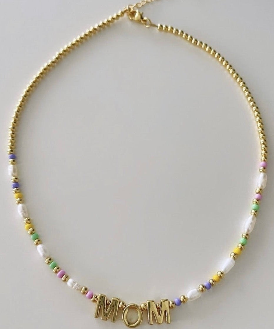 Pearl, Colors And Gold Personalized Necklace - LimaLimón Store