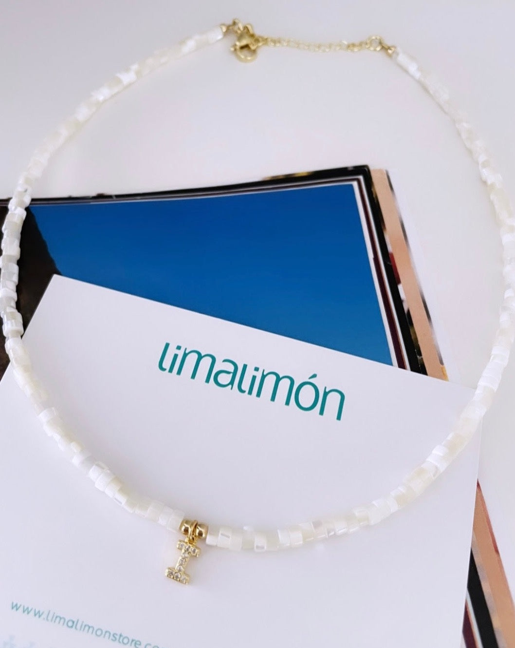 Initial White Puka Necklace - LimaLimón Store