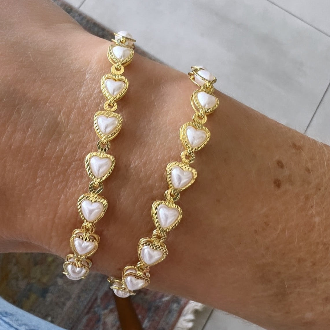 Hearts Pearls Bracelet