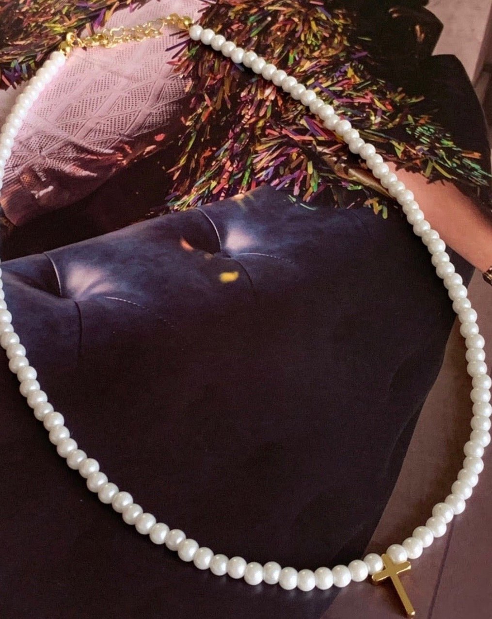 Cross Pearl Choker Necklace - LimaLimón Store